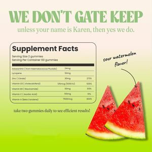 תוסף תזונה צמחי בטעם אבטיח טבעי, ליקופן, אסטקסנטין, בטא קרוטן, גומי מולטי ויטמין לשיזוף עצמי ללא שמש - Product Image 3