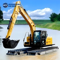 Mini-excavatrice amphibie pour marais, machine de dragage pour zones humides de 4,5 tonnes, pour le nettoyage des boues en eaux peu profondes