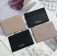 Design classique PU Saffiano Cuir Zip Carte Portefeuille Mince Porte-monnaie Petit Unisexe Titulaire De La Carte De Crédit