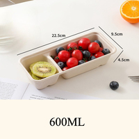 Boîte d'emballage pour fruits en pulpe de papier kraft écologique, portable, imperméable, haut de gamme, 600 ml, avec couvercle, pour la présentation de salades de fruits et de desserts