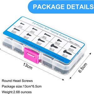 Cross Border Miniature Screw Box M1 M3 <b>Phillips</b> Pan Head Self Tapping Screw <b>Set</b> 1000pcs 1100pcs Carbon Steel Black - Product Image 4