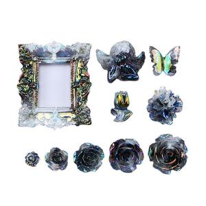 Gran oferta, accesorios de resina de estilo <span class=keywords><strong>Baroco</strong></span> de Color negro cristalino, Marco de imagen de flor de ángulo bonito, artesanía de mariposa - Product Image 5