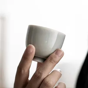 ถ้วยชาเซรามิกเคลือบสีเทา,ชุดถ้วยชากลิ่นกังฟูขนาด70มล. ถ้วยชาถ้วยเครื่องเคลือบดินเผาจีน