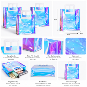 Eco-Friendly Reusable Pvc Carry Plastic Beach Bag Iridescent Design Waterproof Laser Pvc Bag - Product Image 5