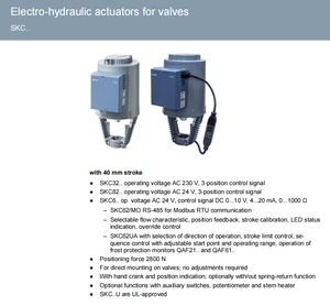 Actuador Electrohidráulico de Retorno por Resorte SKC82.61, 2800 N, 40 mm, CA 24 V, 3 Posiciones, 120s de Funcionamiento, P54 - Product Image 4