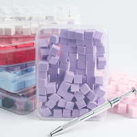 100 blocs de tamponnage carrés mini en gel éponge pour dégradé et ombrage des ongles, outils de tamponnage pour ongles avec stylo de préhension