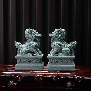 Adornos de Piedra Qilin, Miniaturas de Arenisca Verde para Mascotas de Té, Decoración para Proteger la Entrada y la Prosperidad - Product Image 3