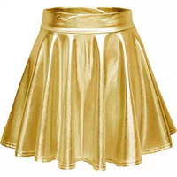 Jupe de performance dorée brillante pour enfants, taille élastique large, doublure jaune anti-transparence, mini-jupe évasée pour filles, idéale pour les fêtes et la scène