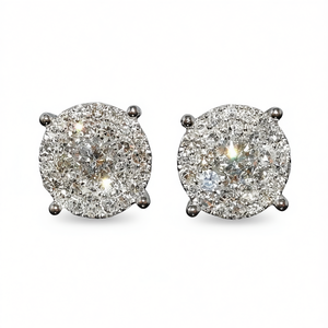 Orecchini in Oro Bianco con Diamanti Taglio Brillante Rotondo Colore G Pietra Naturale Stile Classico Gioielli da Fidanzamento per Donne - Product Image 1