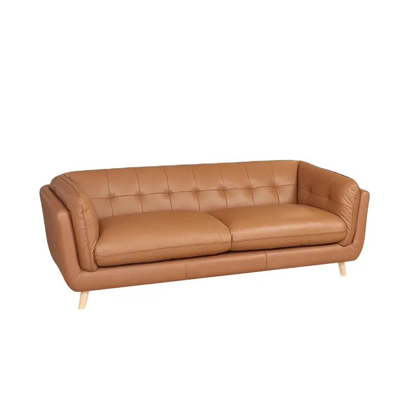 Vente directe d'usine de canapé en cuir véritable de haute qualité meubles de salon de luxe canapé chesterfield en cuir brun rustique