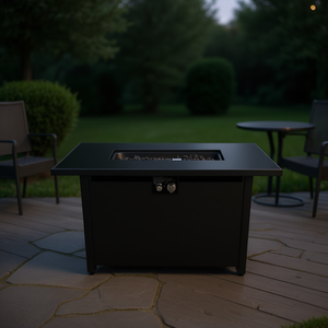 <b>Fire</b> <b>Pit</b> <b>Table</b> 42 In Rectangle Metal Outdoor Bioethanol With <b>Fire</b> Glass Modern Style - Product Image 2
