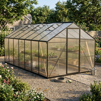 Serre extérieure moderne personnalisable 14*8 résistante aux intempéries avec structure thermolaquée et panneaux en polycarbonate pour la culture des plantes et les loisirs en plein air