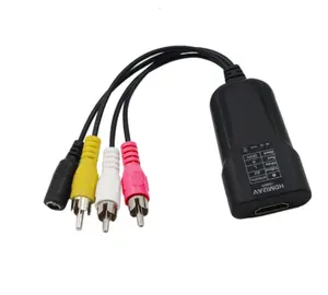 热卖HDMI至RCA影音1080P高清HDMI至3RCA CVBs复合视频音频转换器适配器支持消防电视的PAL/NTSC