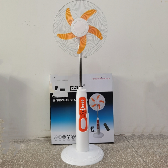16-inch AC/DC Rechargeable Stand Fan with Battery Tower Fan Pedestal Fans 3 Speeds with LED Light with Remote Control for Home