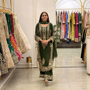 Conjunto indio-pakistaní bordado Salwar Kameez Nazrana para bodas y festivales. - Product Image 5