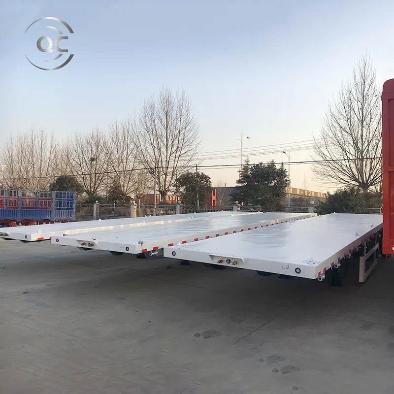 Fabrika ucuz 40ft 48ft 60ft kargo konteyneri Flatbed düz yatak yarı kamyon römorku satılık