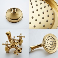 Luxueux Style européen laiton brillant couleur or traditionnel britannique mural ensemble de douche unique Jet Rain pour une utilisation en hôtel
