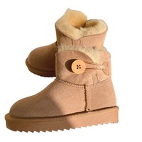 Nouvelles Bottes de Neige Hiver 2026 pour Enfants, Style Village, en Peau de Mouton, Monopièce, Basses, en Cuir Véritable, Antidérapantes, pour le Froid