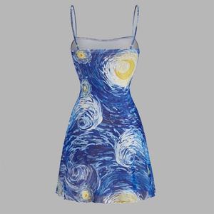 Robe moulante décontractée d'été de haute qualité pour femme, en jacquard à imprimé floral, sans manches, avec taille empire, en tissu tricoté - Product Image 2