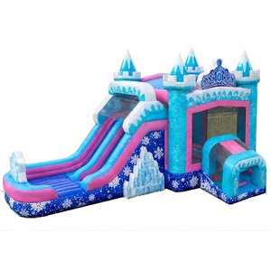 Castillo Inflable Comercial de Doble Carril con Tobogán, Diseño de Princesa Frozen, Brincolín Inflable para Niños - Product Image 1