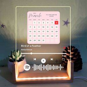 Lámpara de Noche con Marco de Fotos y Canción Personalizada, Reproductor de Música para Parejas, Regalo de Aniversario, Canción de Boda, Luz LED para el Día de la <span class=keywords><strong>Madre</strong></span> - Product Image 6