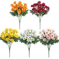 Petites fleurs artificielles de marguerite, chrysanthème, orchidée, camomille, bouquet de fleurs pour la décoration de Noël et d'Halloween, cadeau pour la maison