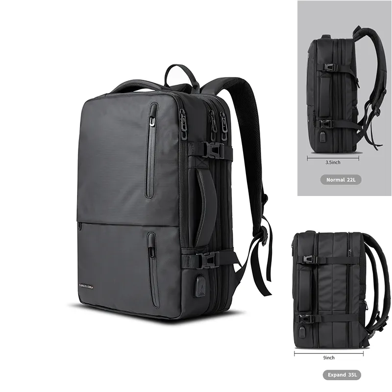 Mochila inteligente expansível, mochila multifuncional com grande capacidade para viagem, laptop e negócios, com entrada para carregamento usb