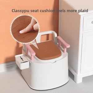 高齢者や妊娠中の女性に最適なプラスチック素材で作られたモダンなポータブル便座とボウルで臭いを防ぐ - Product Image 3