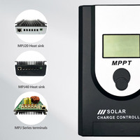 Contrôleur solaire MPPT pour usage domestique, entrée PV automatique 12/24 Volts, 10A, 20A, 30A, 40A