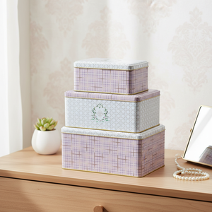 Rectangular <b>Metal</b> Storage Box Set – 260x170x125 mm - 245x145x100 mm- 193x117x88 mm ( Set of 3 ) Rosy Rosy Design - Product Image 3