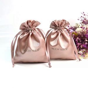 Wholesale GOLD PACKAGING Soft Custom Elegant Satin Pouch <b>Bags</b> With Ribbon for Gift - Product Image 6