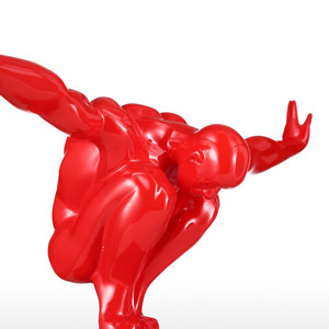 Nghệ thuật hiện đại nhựa tác phẩm điêu khắc Màu Đỏ chào ngồi xổm lặn người đàn ông sợi thủy tinh tượng - Product Image 2