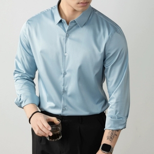 <span class=keywords><strong>Camicia</strong></span> Formale da Uomo a Maniche Lunghe per Sartoria, Casual con Logo Personalizzato, Anti-Pilling, in Seta Professionale per Negozi di Abiti - Product Image 2