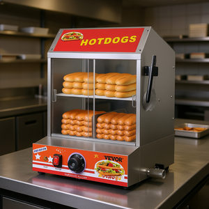 เครื่องอุ่นขนมปังไฟฟ้า Vevor 2 ชั้น ความจุ 27 ลิตร สำหรับธุรกิจ พร้อมประตูกระจกนิรภัย สำหรับฮอทดอก 175 ชิ้น และขนมปัง 40 ชิ้น - Product Image 2