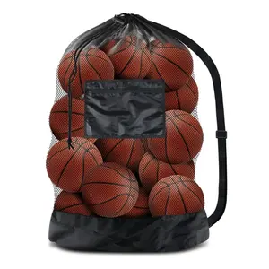 Extra Large Mesh Ball Bag with Adjustable Drawstring Portable Strap Soccer Basketball Volleyball Baseball Equipment Coach Use