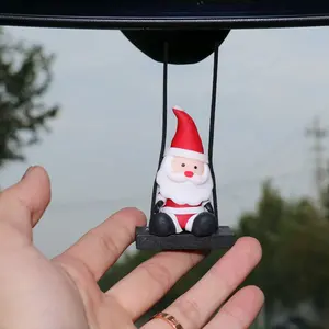 Auto Rearview Mirror Hanging Ornament Mini climbing ladder Santa Claus pendant Hanging Ornaments for Xmas Car Home Holiday Party