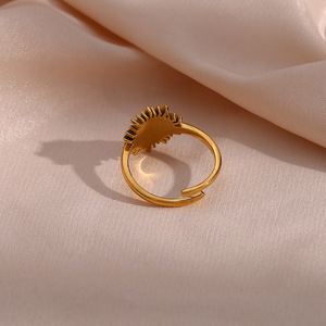 Gold Plated Brass Eye Shape Cocktail <b>Ring</b> With Cubic Zirconia Prong Setting Bohemia Style Unisex Daily Wear <b>Statement</b> <b>Ring</b> - Product Image 6