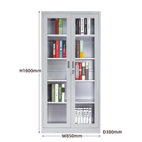 Meuble de rangement métallique verrouillable avec portes vitrées et étagères, design compact, pour optimiser l'espace de stockage de dossiers pour écoles, hôtels, salons et bureaux à domicile