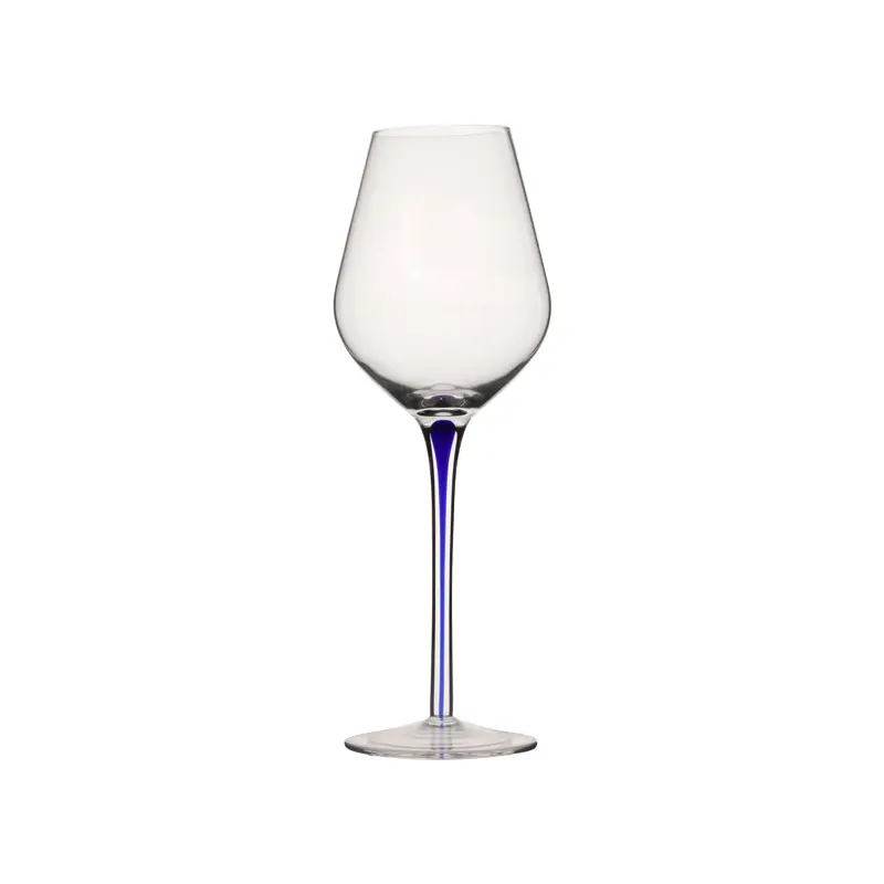 High Quality custom logo blue stem high foot glass Home Party Wedding Red Wine Glass Cups