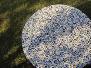 Natural Hand Block Print <b>Round</b> Tablecloh Hand Block Print Sheeting Fabric <b>Table</b> Wear 8 Seater <b>Tablecloth</b> With Border All <b>Round</b> - Product Image 5