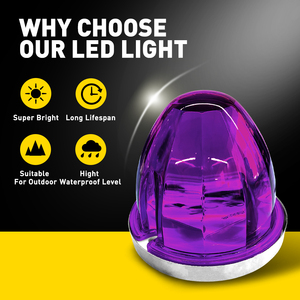 ไฟ LED รูปแตงโม 2 ชิ้น สีม่วง ไฟแฟลช สำหรับรถบรรทุก รถพ่วง ไฟเลี้ยวข้างทรงกลม 12V 24V - Product Image 3