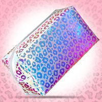 Pochette de maquillage transparente avec logo personnalisé, motif léopard, paillettes, trousse de toilette de voyage