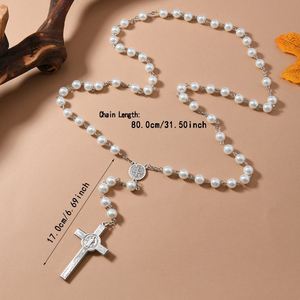 8mm Glass Beads <b>Cross</b> Rosary Necklace Cute Jewelry Beads for Weddings Parties and Gifts <b>Cross</b>-Border Accessible - Product Image 5