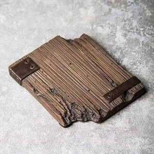 Posavasos Cuadrado de Cerámica Rústica Hecho a Mano, de Madera de Olmo Antiguo, Estilo Japonés, Accesorio para la Ceremonia del Té Kung Fu - Product Image 3