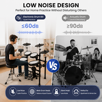 Batería Electrónica Plegable con Software de Enseñanza, Compatible con USB MIDI, para Principiantes y Práctica en Escenario