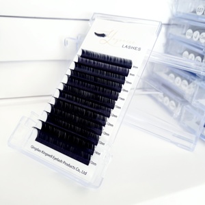 <span class=keywords><strong>Cils</strong></span> synthétiques en <span class=keywords><strong>soie</strong></span> de haute qualité, 12 rangées, 0,10 mm, 0,20 mm, style mat, noir foncé, 8-15 mm, boucle C/CC/D, volume - Product Image 2