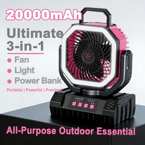 พัดลมแคมป์ปิ้งแบบพกพา 3-in-1 ความจุ 20000mAh พร้อมพาว<span class=keywords><strong>เวอร์</strong></span><span class=keywords><strong>แบงค์</strong></span> ปรับความสว่างได้ 3 ระดับ สำหรับการตั้งแคมป์ ตกปลา และใช้ในสวนหลังบ้าน - Product Image 2