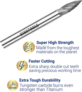 Bộ 20 mũi khắc bằng cacbua vonfram 3mm 1/8 inch, bộ dụng cụ mài xoay 3*3 mm bằng cacbua vonfram - Product Image 4