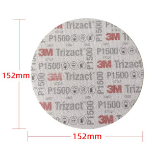 Papel <span class=keywords><strong>de</strong></span> <span class=keywords><strong>Lija</strong></span> Autoadhesivo <span class=keywords><strong>de</strong></span> <span class=keywords><strong>3M</strong></span> para Trizact <span class=keywords><strong>de</strong></span> 6 Pulgadas, Grano <span class=keywords><strong>1500</strong></span>, para Lijado en Seco/Húmedo, Esponja <span class=keywords><strong>de</strong></span> Óxido <span class=keywords><strong>de</strong></span> Aluminio para Pulir - Product Image 2