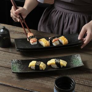 Japanese <b>Ceramic</b> <b>Plate</b> Vintage Restaurant Rectangular <b>Plate</b> Sushi Sashimi Food <b>Plate</b> - Product Image 4